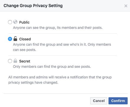 Facebook Group Privacy Settings